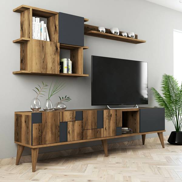 Meuble TV Dora Marron - Bois manufacturé - 180 x 49 x 34 cm