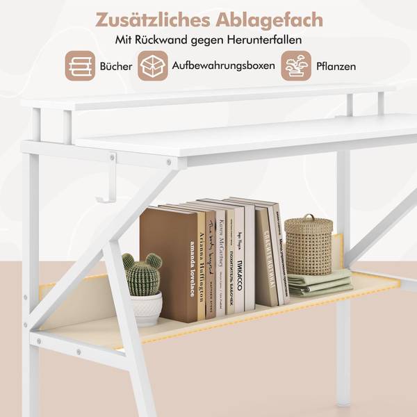 Schreibtisch ON32993 Weiß - Holzwerkstoff - 48 x 82 x 100 cm