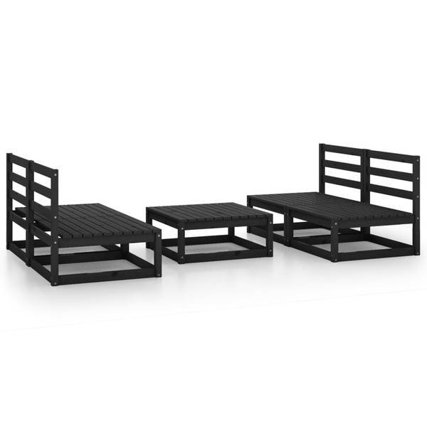 Garten-Lounge-Set 3009862 (5-teilig) Schwarz - Kiefer - 70 x 30 x 70 cm