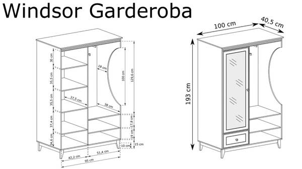 Garderobe WINDSOR Beige - Holzwerkstoff - 100 x 193 x 41 cm