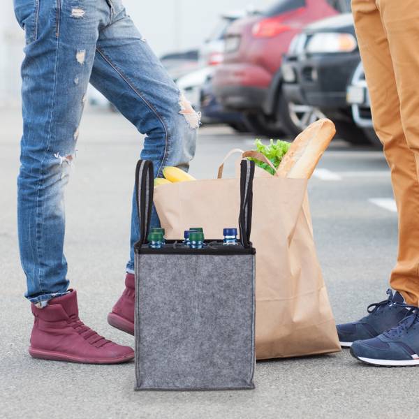 Filz Flaschentasche für 9 Weinflaschen Schwarz - Grau - Filz - 24 x 45 x 24 cm