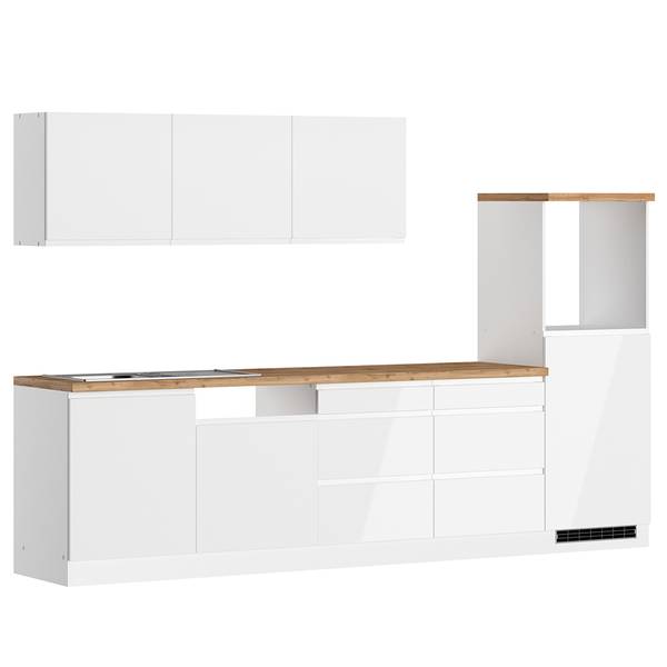 Küchenzeile MARSEILLE-03-14 9er-Set Weiß - Holzwerkstoff - 300 x 200 x 60 cm