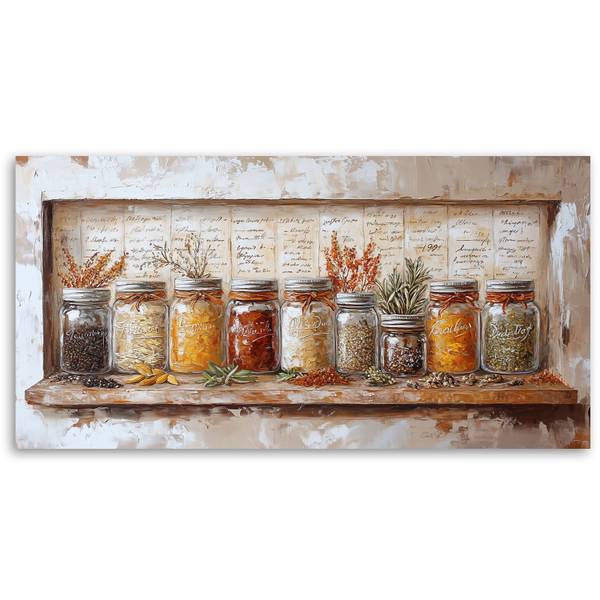 Wandbild kräuter gewürze retro 100 x 50 cm