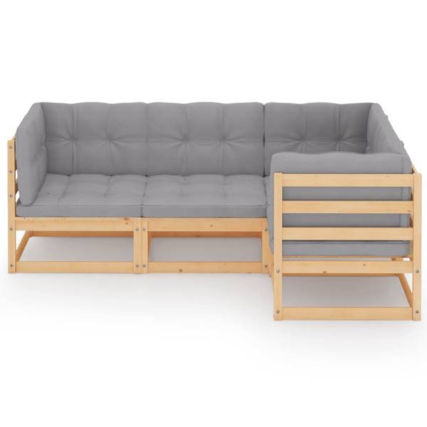 Loungeset 3009927-2 set van 4 grijs - hout