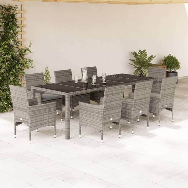 Garten Essgruppe 3037832-2 (9-teilig) Grau - Stahl - 250 x 75 x 100 cm