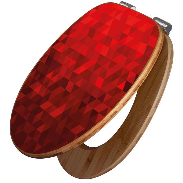 WC-Sitz mit Absenkautomatik Dreiecke Rot Rot - Bambus - Holzwerkstoff - 38 x 5 x 49 cm