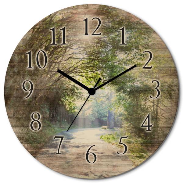 Wanduhr Holz Sonniger Wald Grün - Birke - 30 x 30 x 1 cm