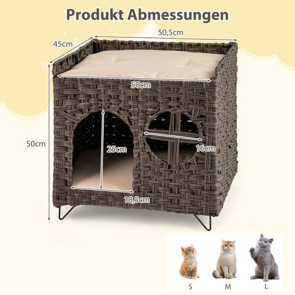 Katzenhaus BH32415NZDE Braun - Rattan - 45 x 50 x 51 cm