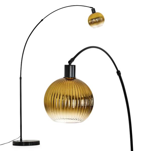 Stehlampe Cesaro Gold - Aluminium - Klarglas - Marmor - 45 x 170 x 143 cm