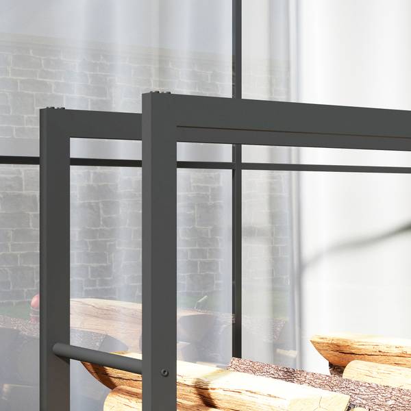 Kaminholzregal 842-359V00BK Schwarz - Metall - 32 x 151 x 120 cm