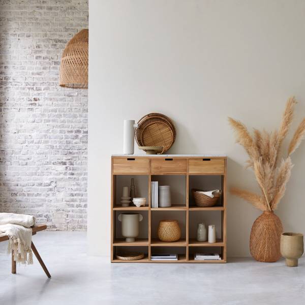 Console Miho wit - teakhout - 120 x 112 x 40 cm