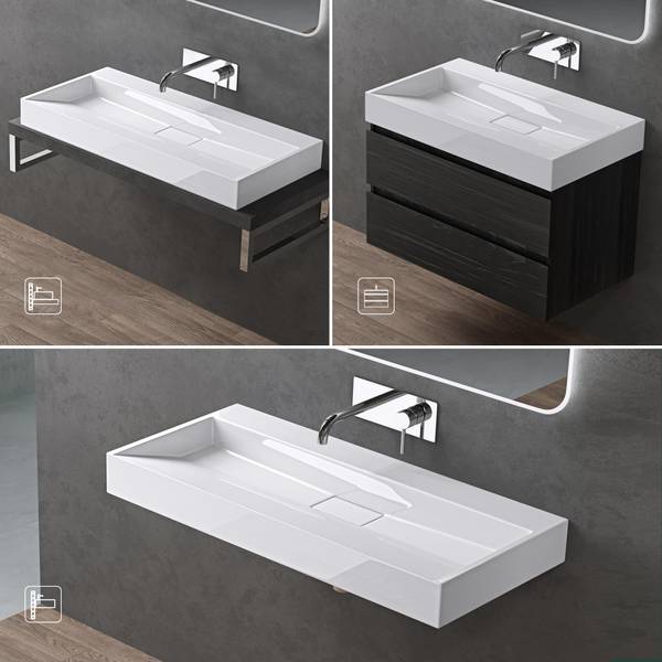 Waschbecken Col19W 800-OA Hochglanz Weiß - 46 x 80 cm