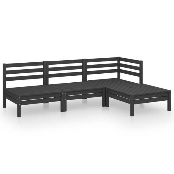 Loungeset 3010500 set van 4 zwart - grenenhout - 64 x 29 x 64 cm