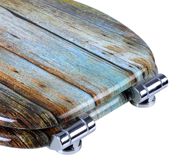 WC-Sitz Merle Blau - Weiß - Edelstahl - 38 x 2 x 44 cm