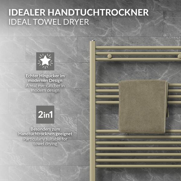 Handtuchheizkörper elektrisch SAHARA Beige - Metall - 35 x 7 x 84 cm