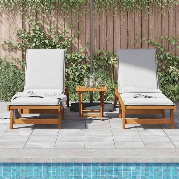Ligbed 3325193 set van 2 bruin - acacia - 63 x 85 x 199 cm