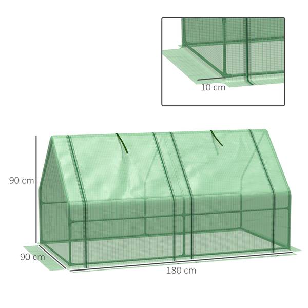 Gewächshaus CO210 Grün - Metall - 90 x 90 x 270 cm
