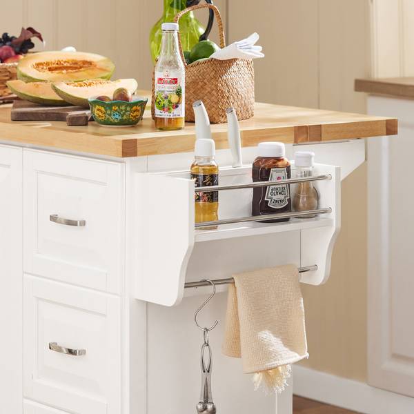 îlot de cuisine FKW41-WN Blanc - Bois manufacturé - 130 x 91 x 46 cm