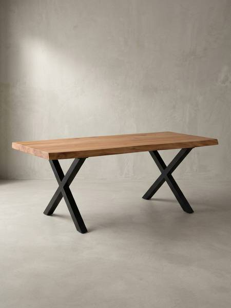 Couchtisch SANABRIA mit X-Gestell Braun - Akazie - 120 x 46 x 60 cm