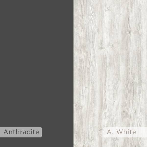 Bücherregal Piri Altweiß-Anthrazitgrau Anthrazit - Schwarz - Perlweiß - Weiß