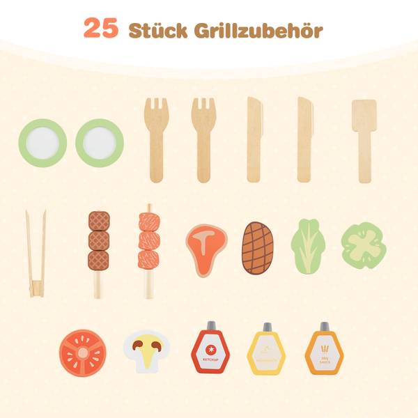 Barbecue Grill Set FB32493 bruin - plaatmateriaal op houtbasis - 40 x 90 x 69 cm