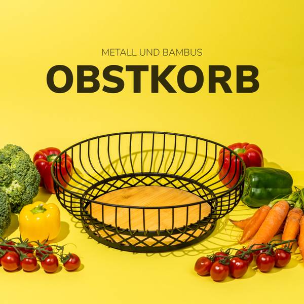 Obstschale 70554 Schwarz - Metall - 34 x 11 x 34 cm