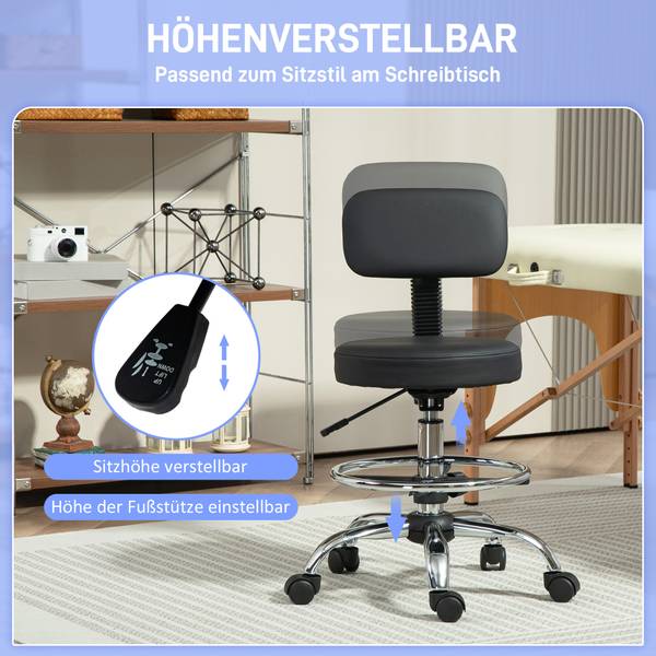 Bureaustoel 921-822V00BK zwart - textiel - 52 x 92 x 52 cm