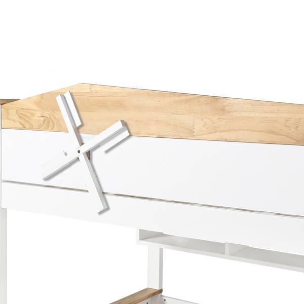 Etagenbett Aura Ⅰ Braun - Weiß - Holzwerkstoff - Metall - Massivholz - 145 x 155 x 205 cm
