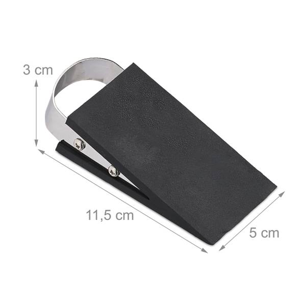 Jeu de 3 cales de porte en caoutchouc Noir - Argenté - Métal - Matière plastique - 5 x 3 x 12 cm