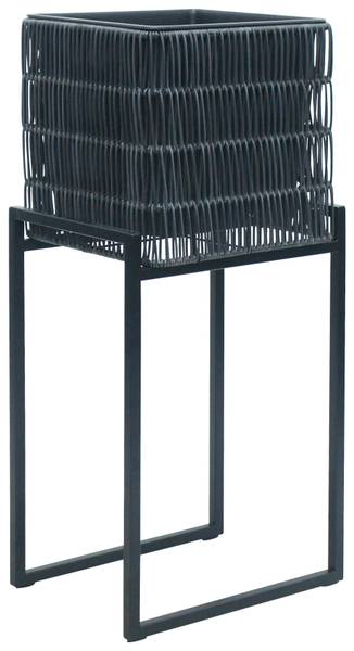 Übertopf-Set FLORA Schwarz - Metall - Kunststoff - 1 x 1 x 1 cm