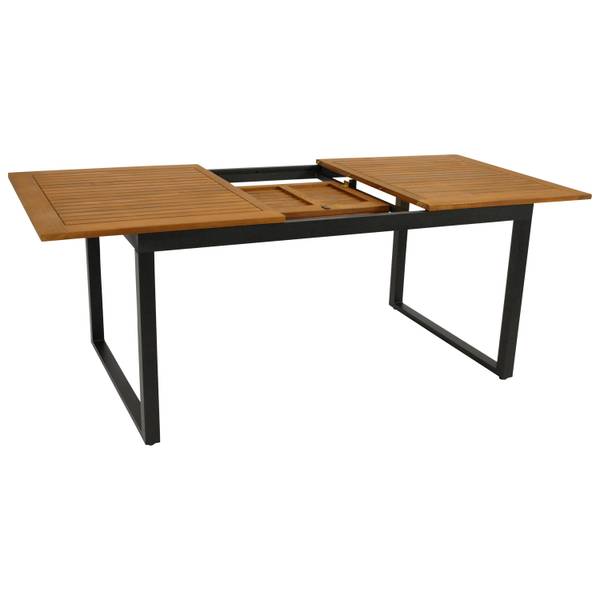 Garnitur RIVELLO 7-teilig Schwarz - Braun - Grau - Akazie - Aluminium - Polyester PVC - 200 x 75 x 90 cm