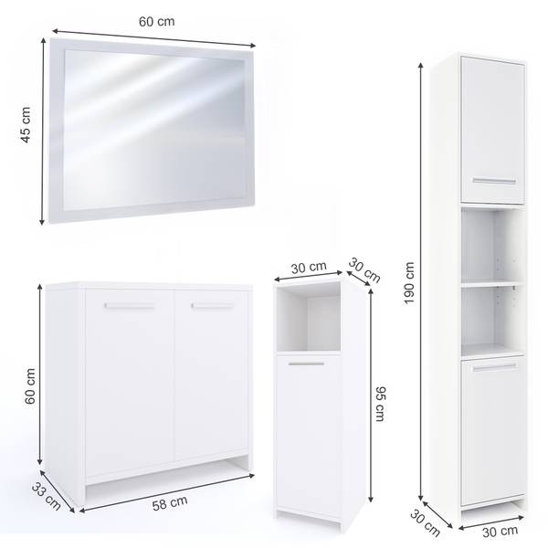 Badmöbel-Set Kiko 24064, 4er Set Reinweiß