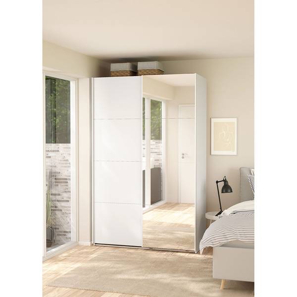 Schiebetürenschrank Bergamo (2-türig) Weiß - Holzwerkstoff - Textil - 139 x 221 x 67 cm