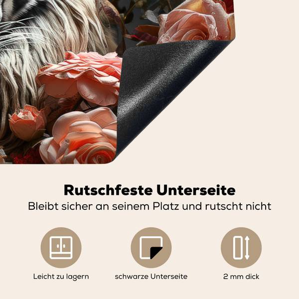 Herdabdeckplatte Tigerblumen 82 x 52 cm