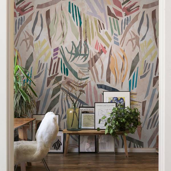 Panorama-Tapete Araucaria - Ocker Rosa Papier - 192 x 270 x 192 cm