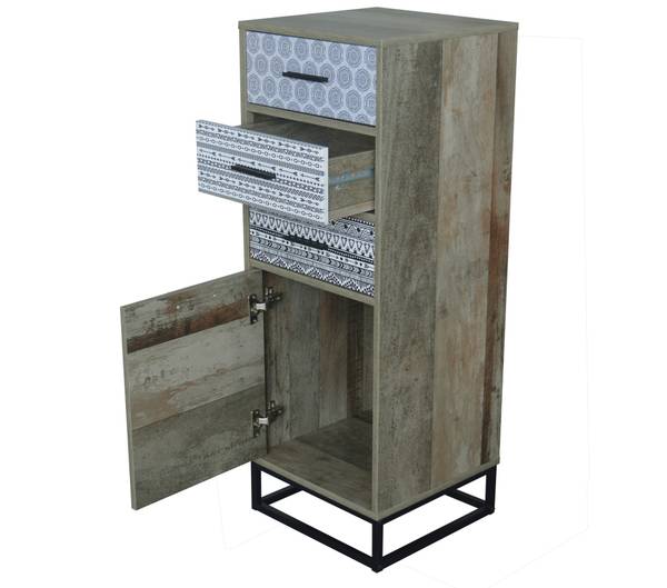 MAILBOX Kommode Schwarz - Braun - Weiß - Holzwerkstoff - 40 x 106 x 38 cm