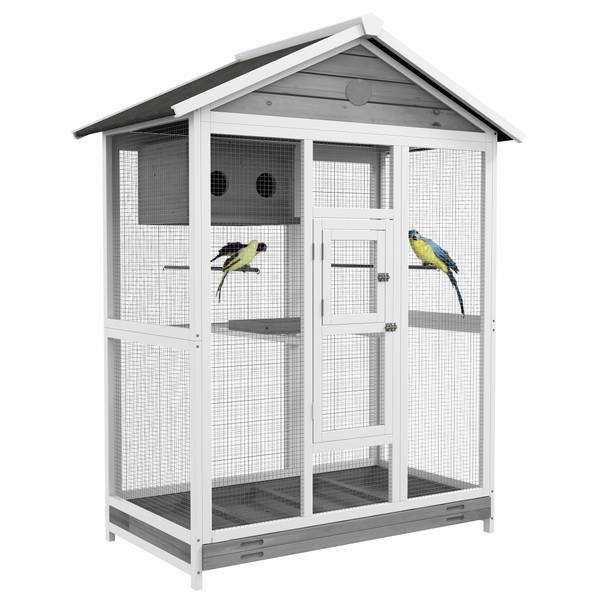 Vogelkäfig D10-070V03GY Massivholz - 68 x 154 x 112 cm