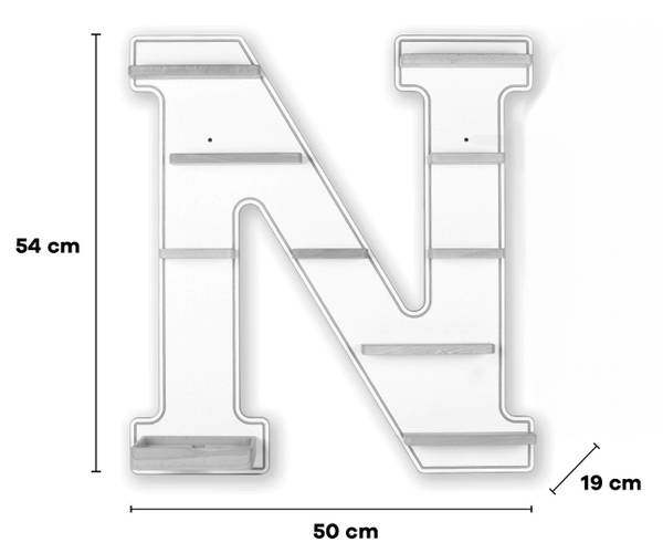Wandregal Buchstabe N Weiß - Holzwerkstoff - 50 x 54 x 19 cm