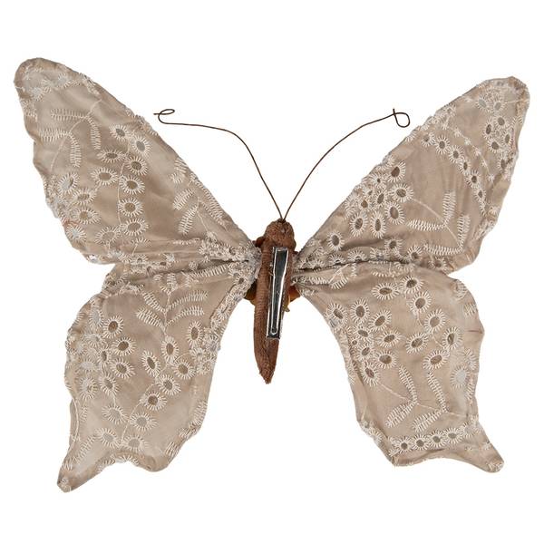 Decoratie Vlinder Deco&Giovanni beige - kunststof - 4 x 22 x 28 cm