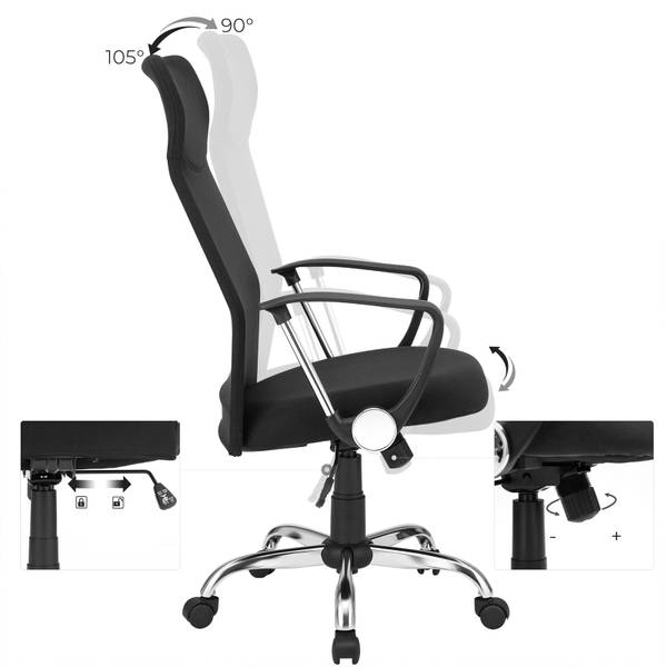Bürostuhl Schreibtischstuhl neigbar Schwarz