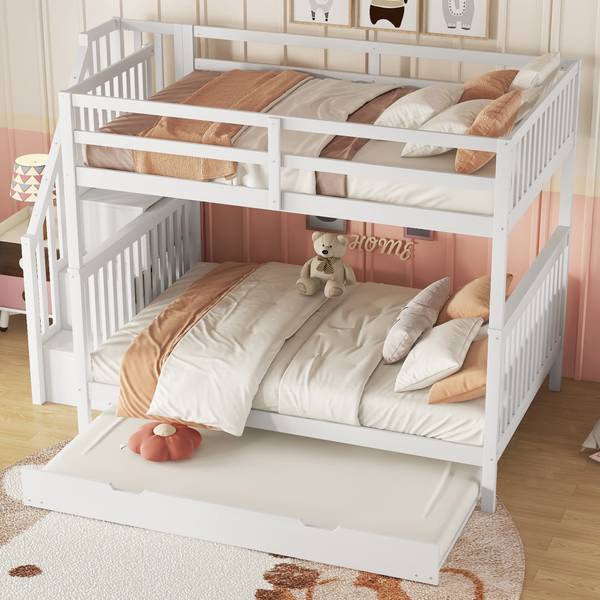 Kinderbett K-441 Weiß - Holzwerkstoff - 147 x 161 x 240 cm