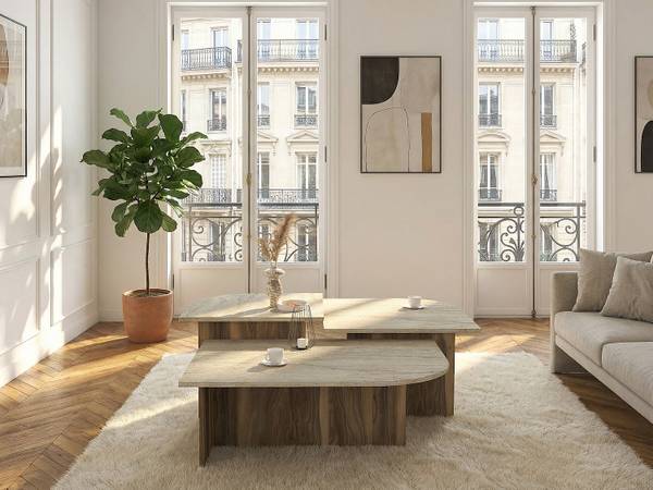 Couchtisch OMELINA Beige - Holz teilmassiv - 65 x 45 x 60 cm