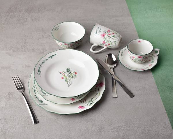 Suppenteller MOLLIE Grün - Fine Bone China - Porzellan - 23 x 5 x 5 cm