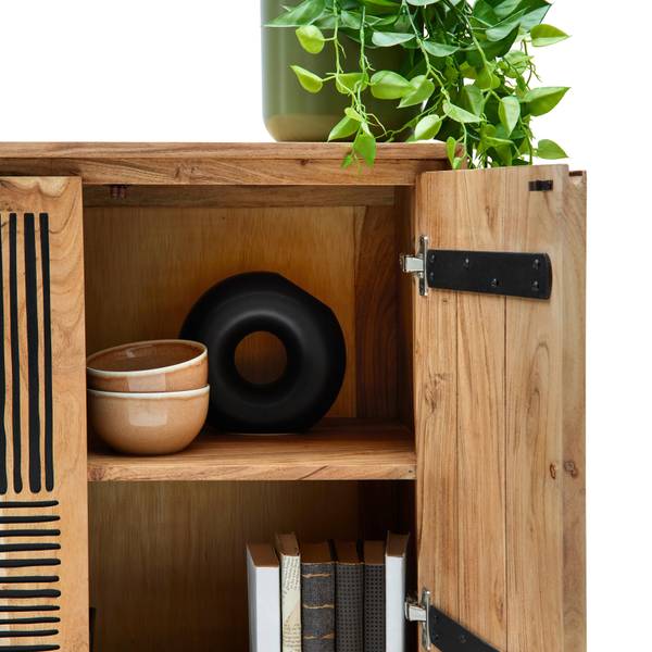 Highboard TARIM Schwarz - Braun - Metall - Holz teilmassiv - 80 x 150 x 40 cm