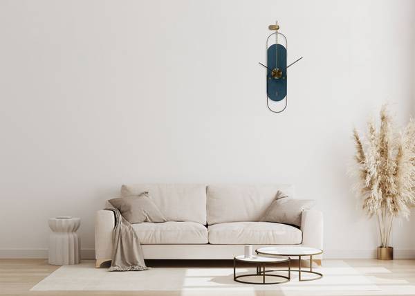 Wanduhr Wanduhren Num Blau - Holzwerkstoff - Metall - 20 x 90 x 2 cm