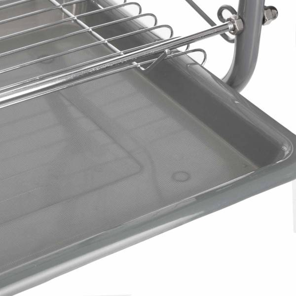 2-stufiger Abtropfständer mit Tablett Grau - Metall - 25 x 38 x 55 cm