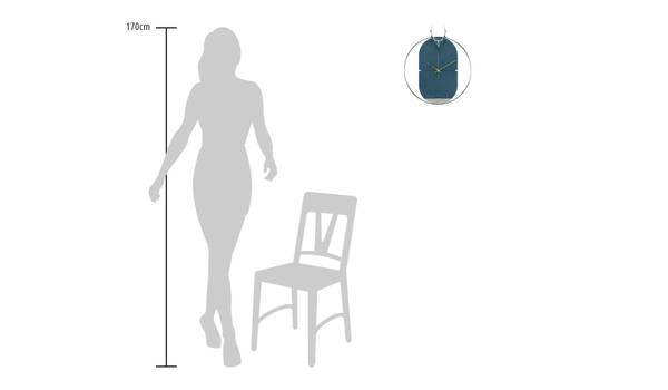 Horloge murale design Bois Cercle 1 Bleu - Bois manufacturé - Métal - 46 x 51 x 2 cm