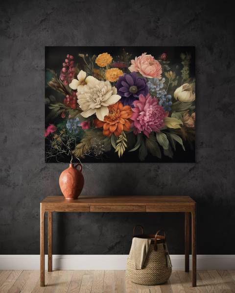 Wandbild blumenstrauß natur 90 x 60 cm