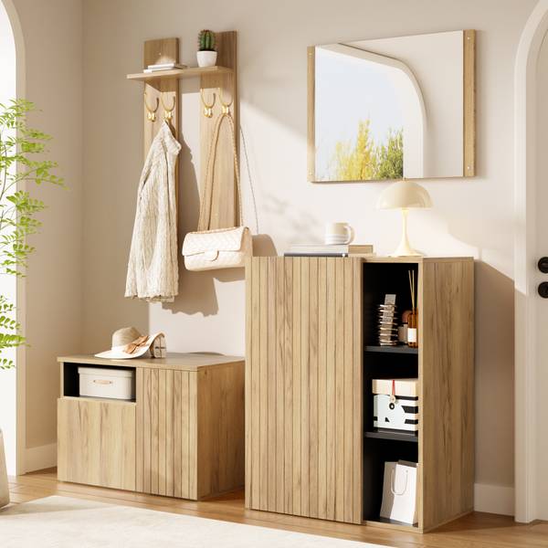 Garderobenset MUHENA415(4er Set) Braun - Holzwerkstoff