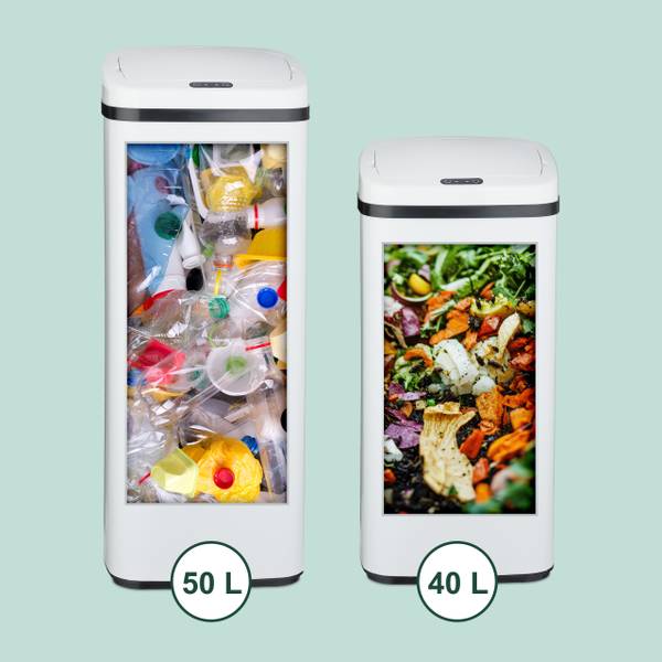 Weißer Mülleimer mit Sensor Fassungsvermögen: 50 L